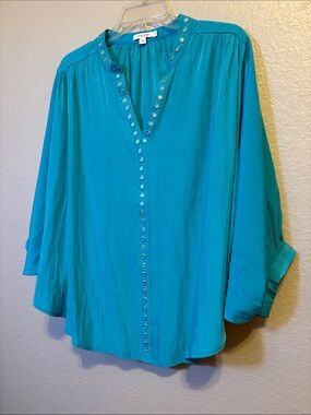 Chico's Bright Teal Batwing Sequin Tunic